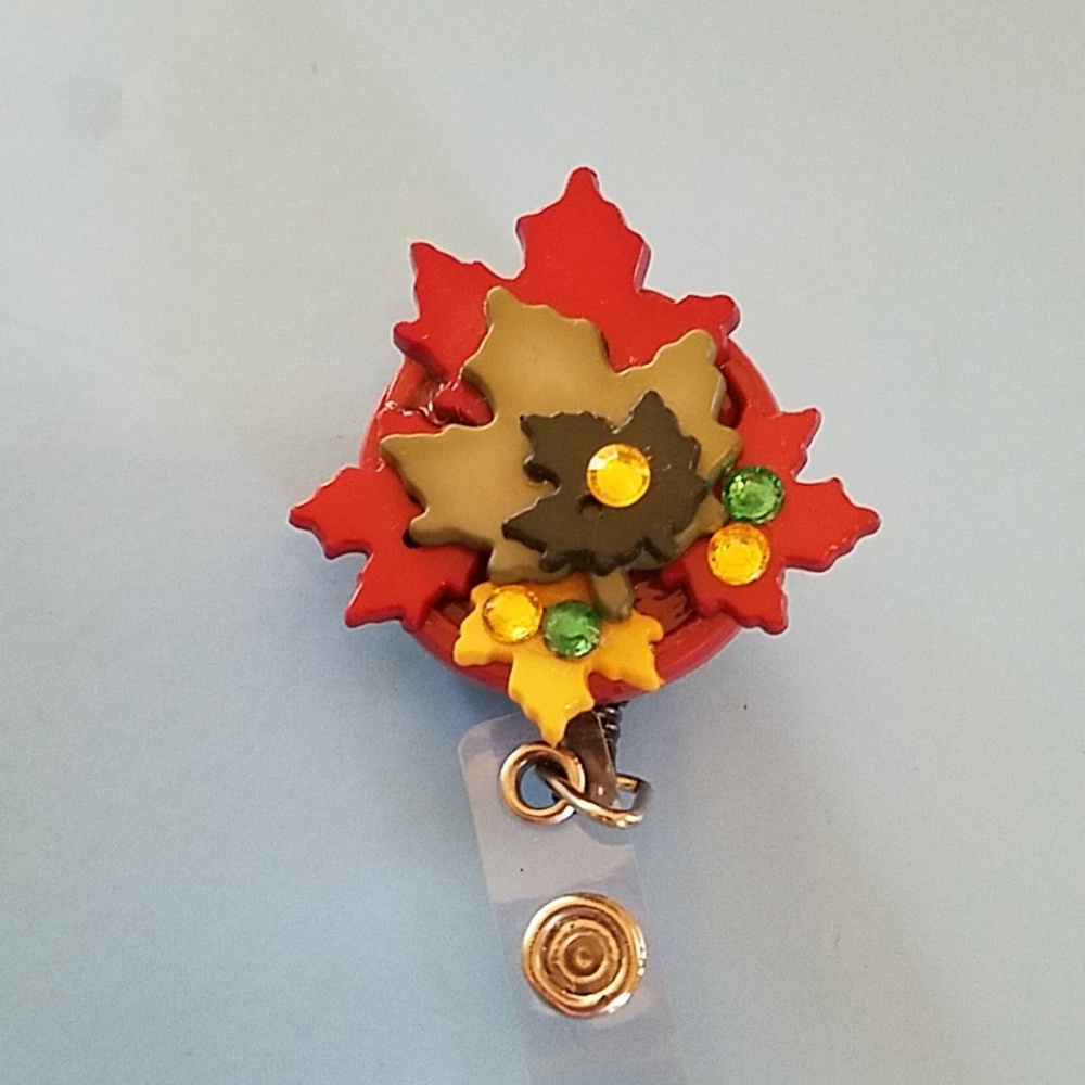 Fall Leaves Retractable Name Badge Holder